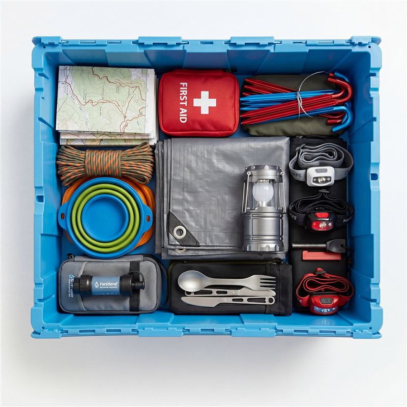 Outdoor items stored in a Fort Lox box